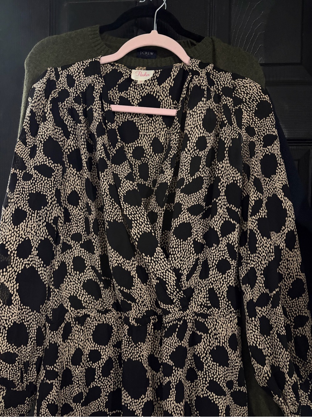Vintage Parker Black and Cream Printed mini dress